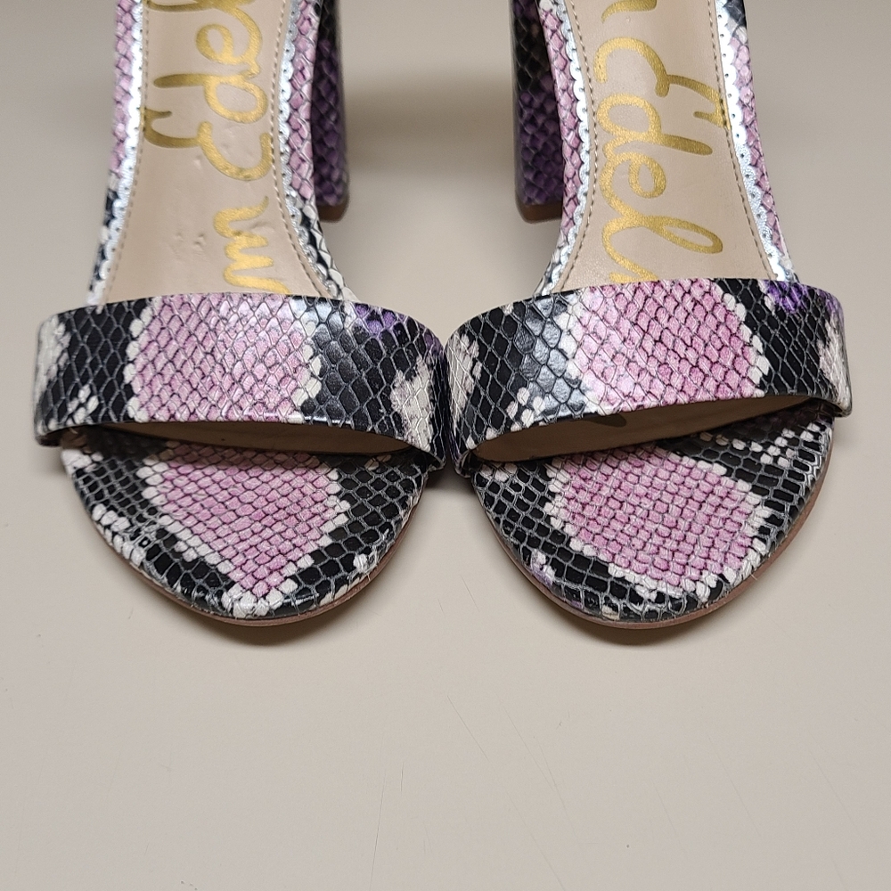 Sam Edelman Yaro snakeskin leather block heel sandals size 7 - Picture 3 of 12